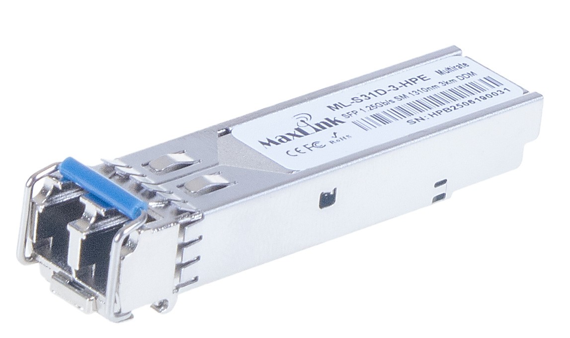 MaxLink 1.25G SFP optický HP modul, SM, 1310nm, 3km, 2x LC konektor, DDM, HPE kompatibilní ML-S31D-3-HPE