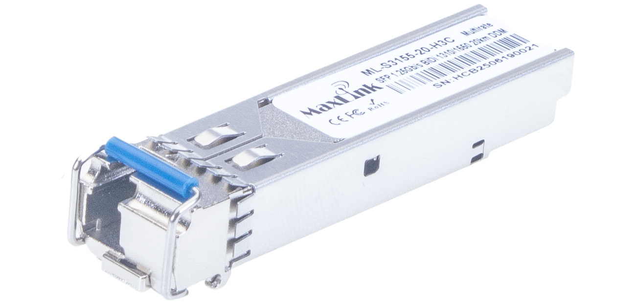 MaxLink 1.25G SFP optický HP modul, WDM(BiDi), SM, Tx 1310/Rx1550nm, 20km, 1x LC konektor, DDM, H3C ML-S3155-20-H3C