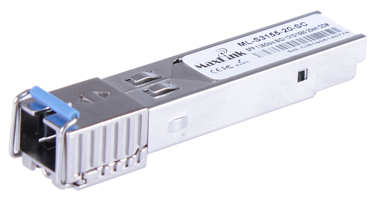 MaxLink 1.25G SFP optický modul, WDM(BiDi), SM, Tx 1310/Rx1550nm, 20km, 1x SC konektor, DDM ML-S3155-20-SC