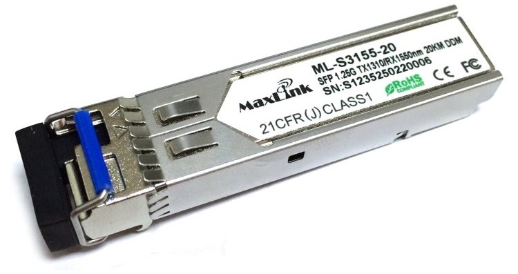 MaxLink 1.25G SFP optický modul, WDM(BiDi), SM, Tx 1310/Rx1550nm, 3km, 1x LC konektor, DDM ML-S3155-3