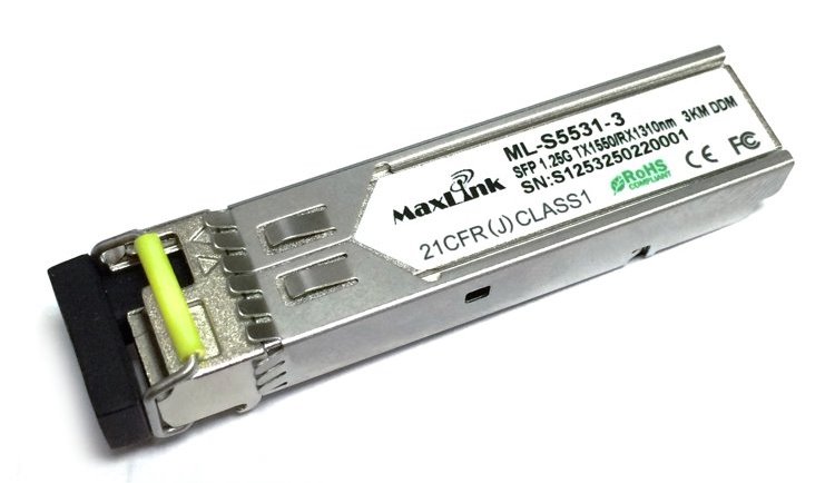 MaxLink 1.25G SFP optický modul, WDM(BiDi), SM, Tx 1550/Rx1310nm, 3km, 1x LC konektor, DDM ML-S5531-3