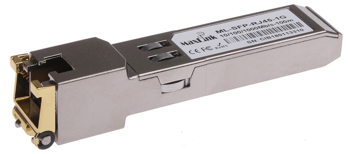 MaxLink SFP 10/100/1000M metalický modul, RJ-45, 100m, 1Gbps ML-SFP-RJ45-1G