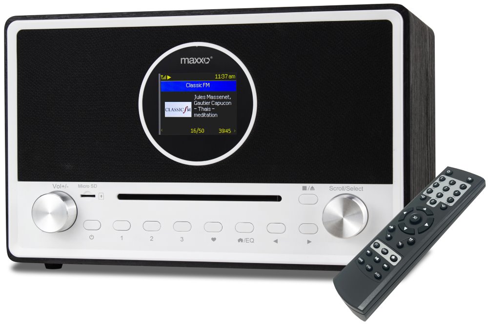 Maxxo internet. rádio CD03 /DAB+ /FM /Wifi /BT /CD přehr. /stereo rep. /dál, ovl /line out /české menu /UP 8595235801635