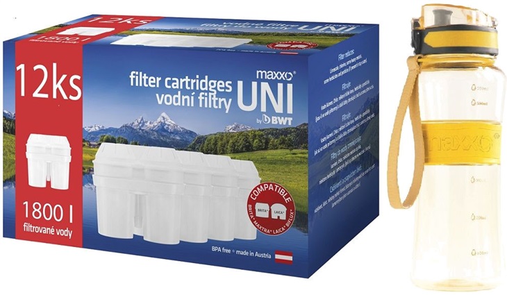 Maxxo UNI filtry 12ks + sport. láhev 8595235802311