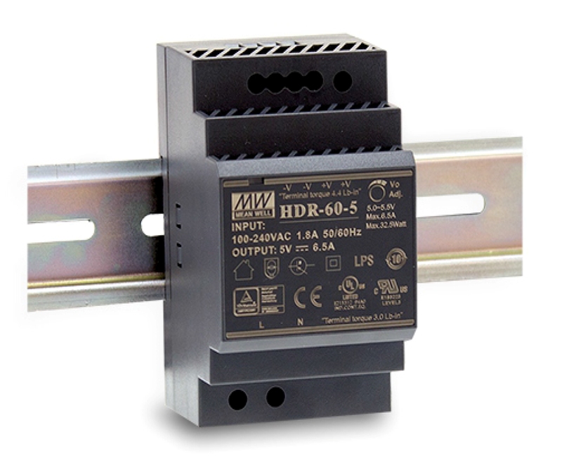 MEANWELL - HDR-60-5 - Průmyslový napájecí spínaný zdroj 5V 30W na DIN