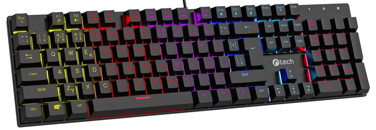 Mechanická herní klávesnice C-TECH Morpheus (GKB-11), casual gaming, CZ/SK, červené spínače, RGB pod
