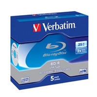 Média BD-R SL Verbatim 25GB LTH-AZO, 2x jbox, 5ks 43693