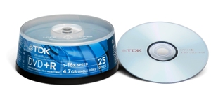 Média DVD+R TDK 4,7GB 16x 25-cake t19443