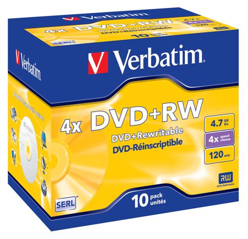 Médium Verbatim DVD+RW 4,7GB 4x jewel