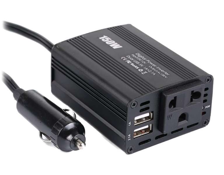 Menič napätia do auta AC/DC ,12V/230V, 150W, 2x USB, autozástrčka PI-150-CARPLUG