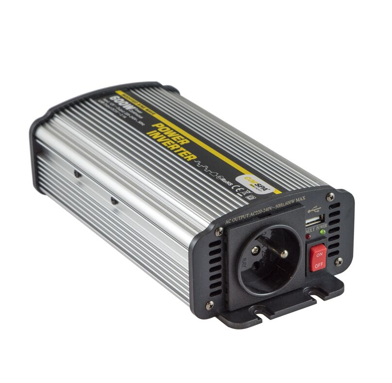 Měnič napětí Carspa CAR600U-122 12V/230V+USB 600W, modifikovaná sinus