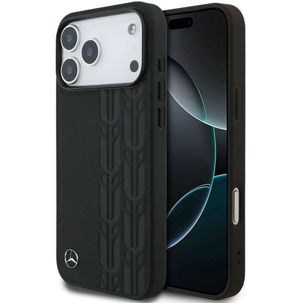 Mercedes Leather Laurel Leaves MagSafe Zadný Kryt pre iPhone 17 Pro Max čierny 57983129784