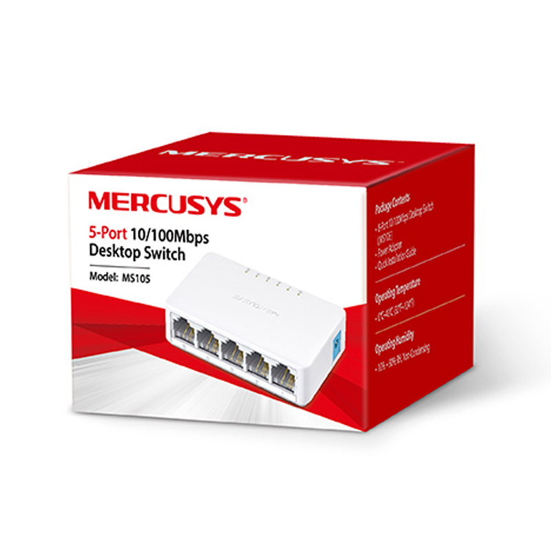 Mercusys MS105 5x10/100 mini desktop switch, plastic case