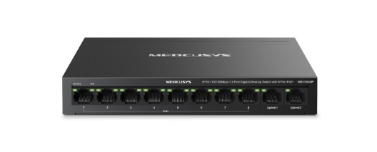 Mercusys MS110CMP 8portový 10/100 Mb/s + 2portový gigabitový stolní přepínač s 8 porty PoE+
