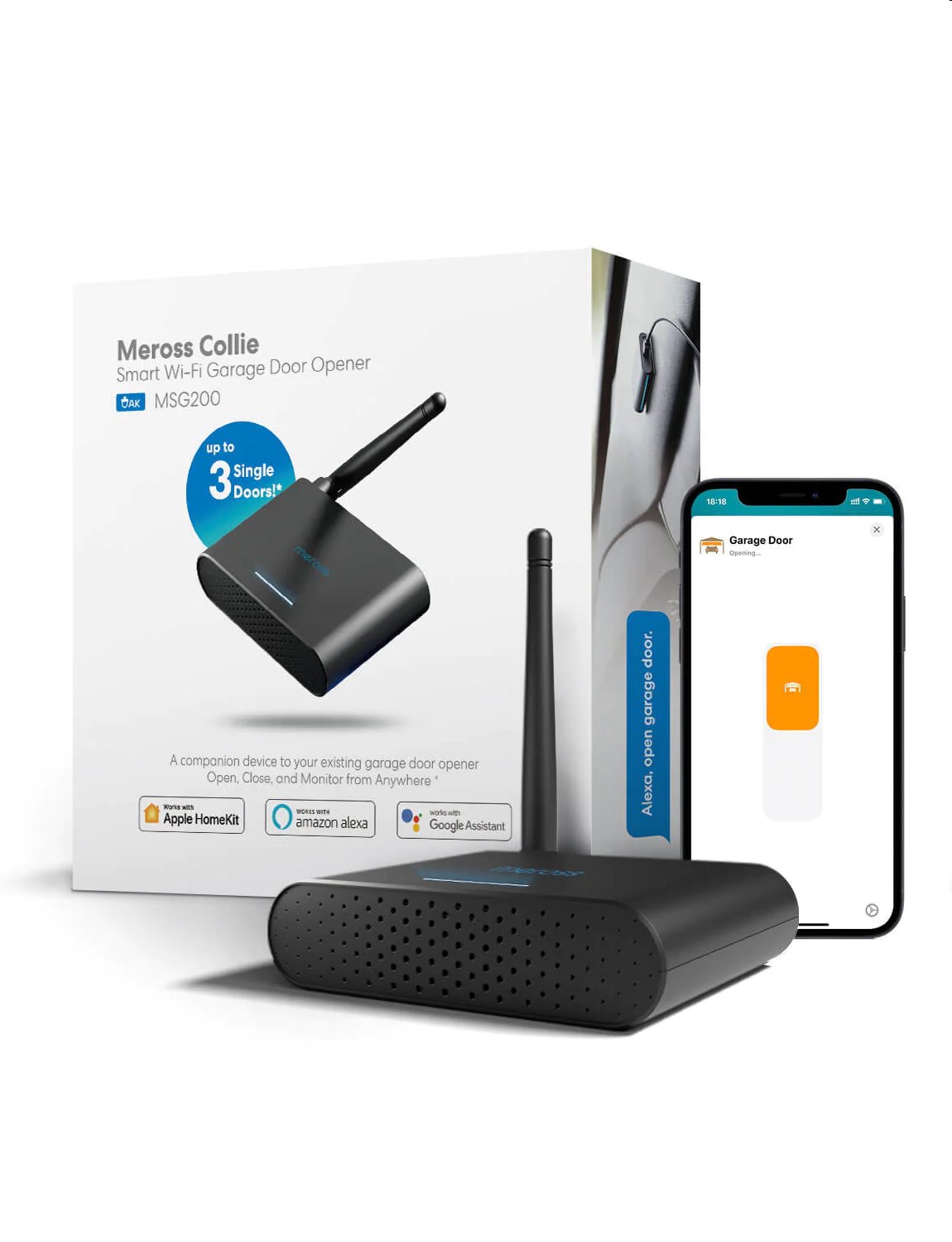 Meross Smart Wi-Fi Ovladanie otvarania garažových dvery Support 3 Garage Doors MSG200HK(EU)