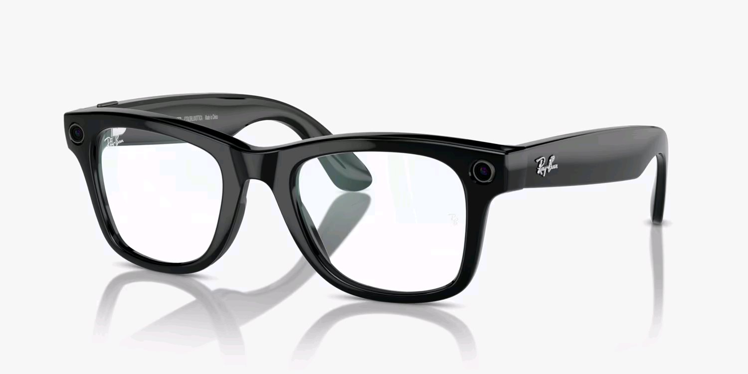 Meta Ray-Ban Gen1 Wayfarer, Shiny Black, Clear (Large) RW4008 601/SB53