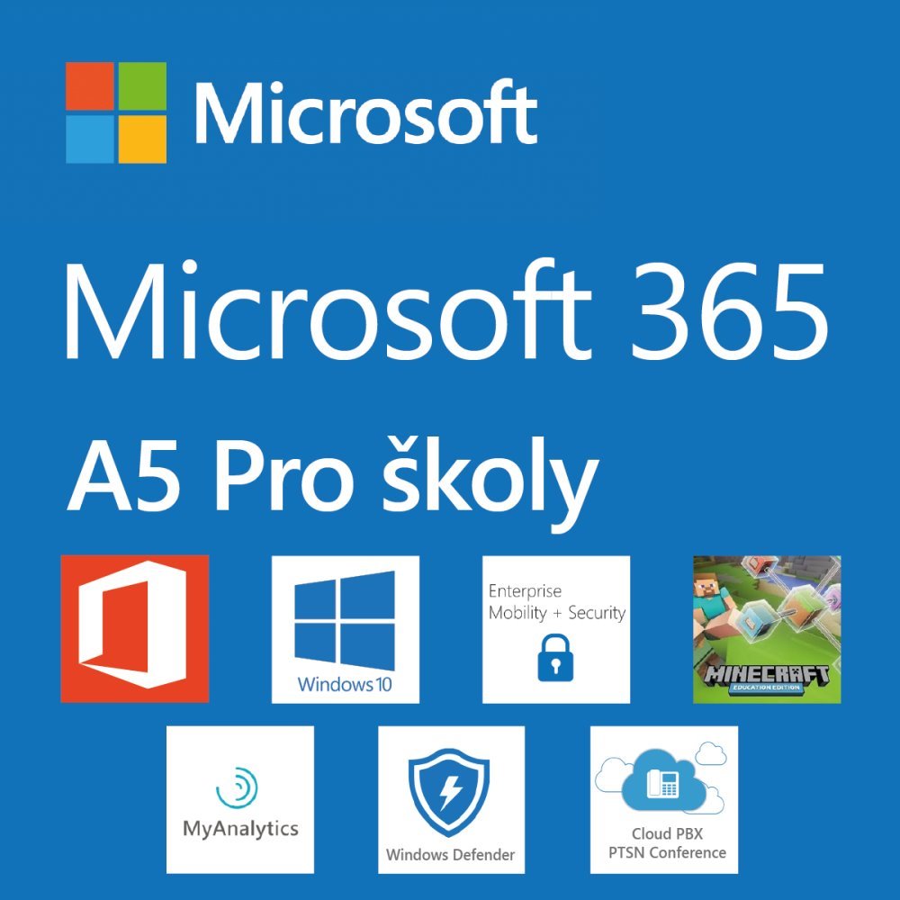 Microsoft CSP Microsoft 365 A5 for faculty (pro školy) předplatné 1 rok, vyúčtování měsíčně AAA-73040