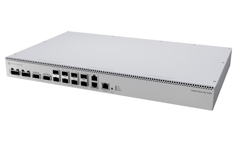MikroTik CRS812-8DS-2DQ-2DDQ-RM 2x 400G QSFP-DD, 2x 200G QSFP56, 8x 50G SFP56, 2x 10GE Cloud Router Switch