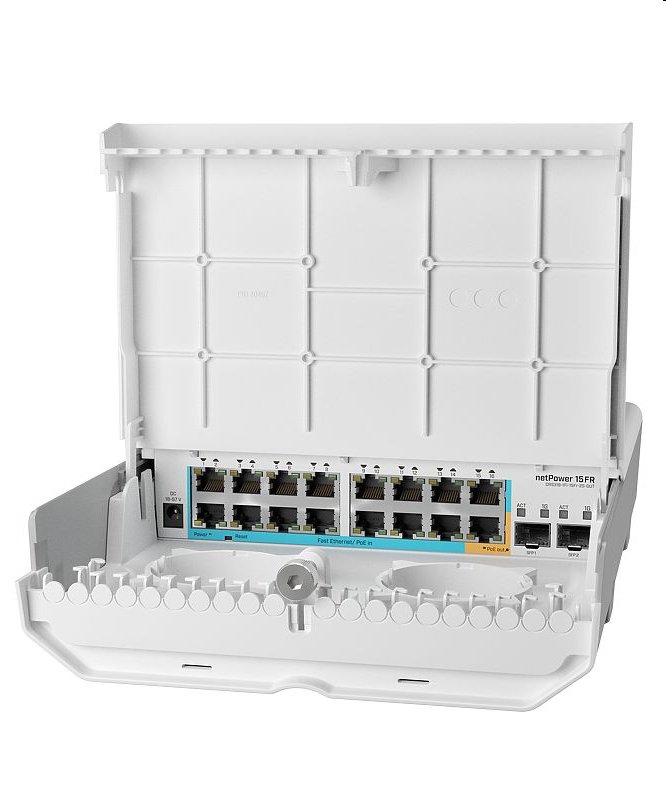 MikroTik netPower 15FR 256 MB RAM, 800 MHz, 15x LAN PoE in, 1x LAN PoE out, 2x SFP, L5 CRS318-1Fi-15Fr-2S-OUT