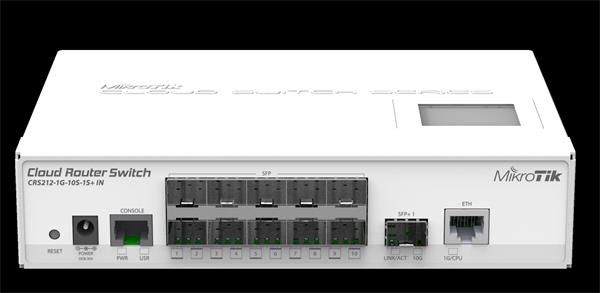 MIKROTIK RouterBOARD Cloud Router Switch CRS212-1G-10S-1S+IN + L5 (400MHz; 64MB RAM; 1x GLAN; 10x SFP RB212-1G-10S-1S+IN