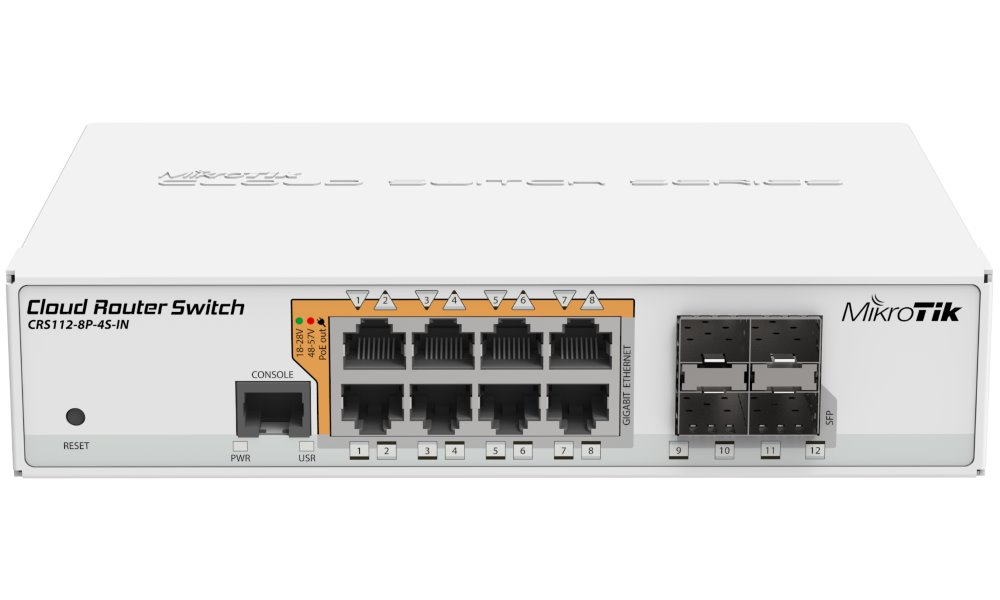 MikroTikSwitch CR112-8P-4S-IN, Switch 8x GLAN s PoE a 4x SFP CRS112-8P-4S-IN