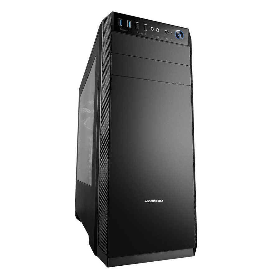 Modecom PC herní skříň OBERON PRO BLACK MIDI, 2x USB 3.0, 2x USB 2.0, audio HD, černá, bez z AT-OBERON-PR-10-000000-0002