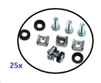 Montážní sada M6 do rozvaděčů - 25ks (100x šroubek + 100x matka + 100x podložka), délka šroubu 20mm MontSada-25ks