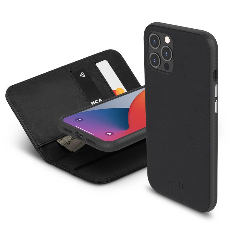 Moshi puzdro Overture with Detachable Magnetic Wallet pre iPhone 12 Pro Max - Black 99MO091016