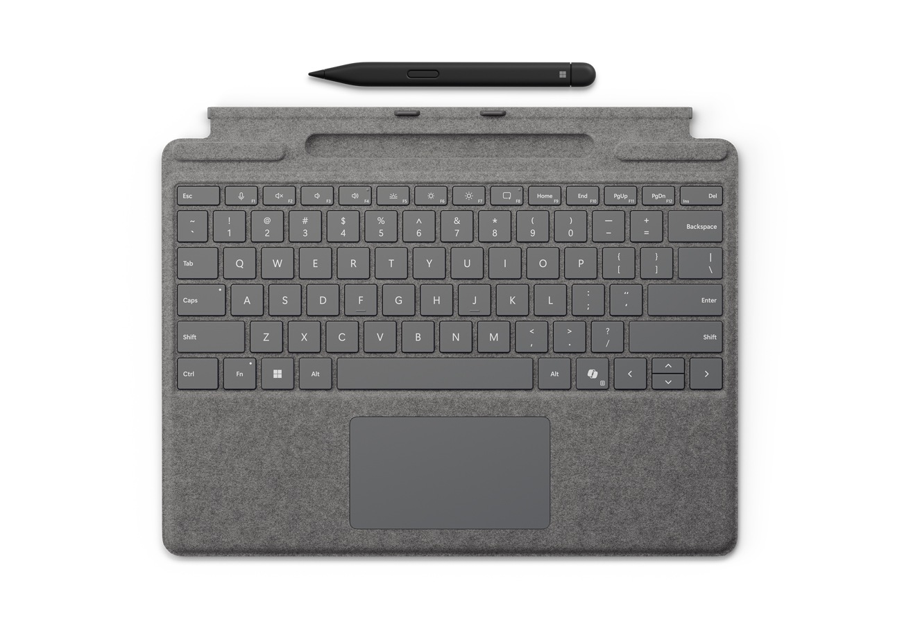 MS Surface Pro Keyboard + Slim Pen CM, Slim Pen, Pen Storage, CoPilot Button, EN Int, Platinum 8X8-00185