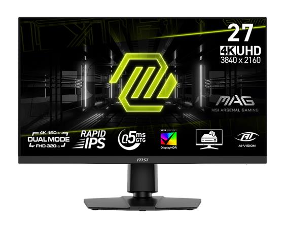 MSI Gaming monitor MAG 272URDF E16 27" Rapid IPS/UHD/160Hz/0,5ms/2xHDMI/DP/USB-A,B/Výsk.nast/Pivot/černá