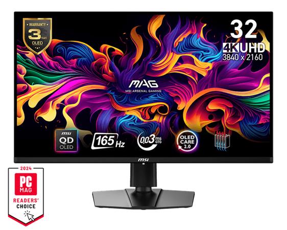 MSI Gaming monitor MAG 321UP QD-OLED, 31,5" QD-OLED/3840x2160 (UHD)/165Hz/0,03ms/2xHDMI/DP/USB-C/výškově nastavitelný,p