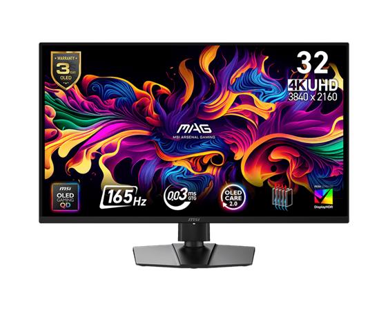 MSI Gaming monitor MAG 322UP QD-OLED E16 31,5" QD-OLED/3840x2160 UHD/165Hz/0,03ms/2xHDMI/DP/USB-C/Výšk.nast./Pivot/čern
