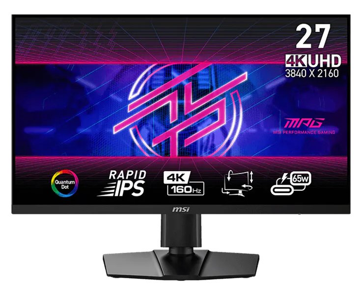 MSI Gaming monitor MPG 274URF QD 27" Rapid IPS/3840x2160 UHD/160Hz/0,5ms/2xHDMI/DP/USB-A,B,C/Výšk.nast./Pivot/černá
