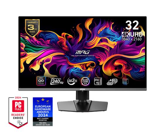 MSI Gaming monitor MPG 321URX QD-OLED, 31,5" QD-OLED/4K 3840x2160/240Hz/0,03ms/DP/2xHDMI/3xUSB/USB-C/Výškvě nastaviteln