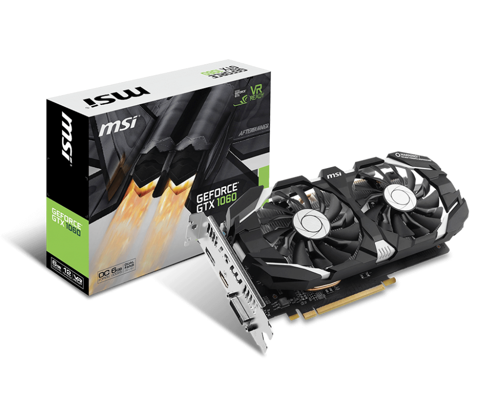 MSI GeForce GTX 1060 6GT OCV1 / PCI-E / 6GB DDR5 / HDMI / DP / DVI / VR Ready
