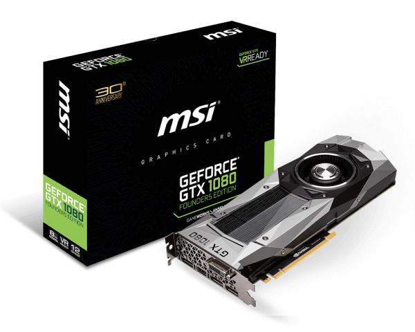 MSI GeForce GTX 1080 Founders Edition, 8GB GDDR5X (256 Bit), HDMI, DVI, 3xDP