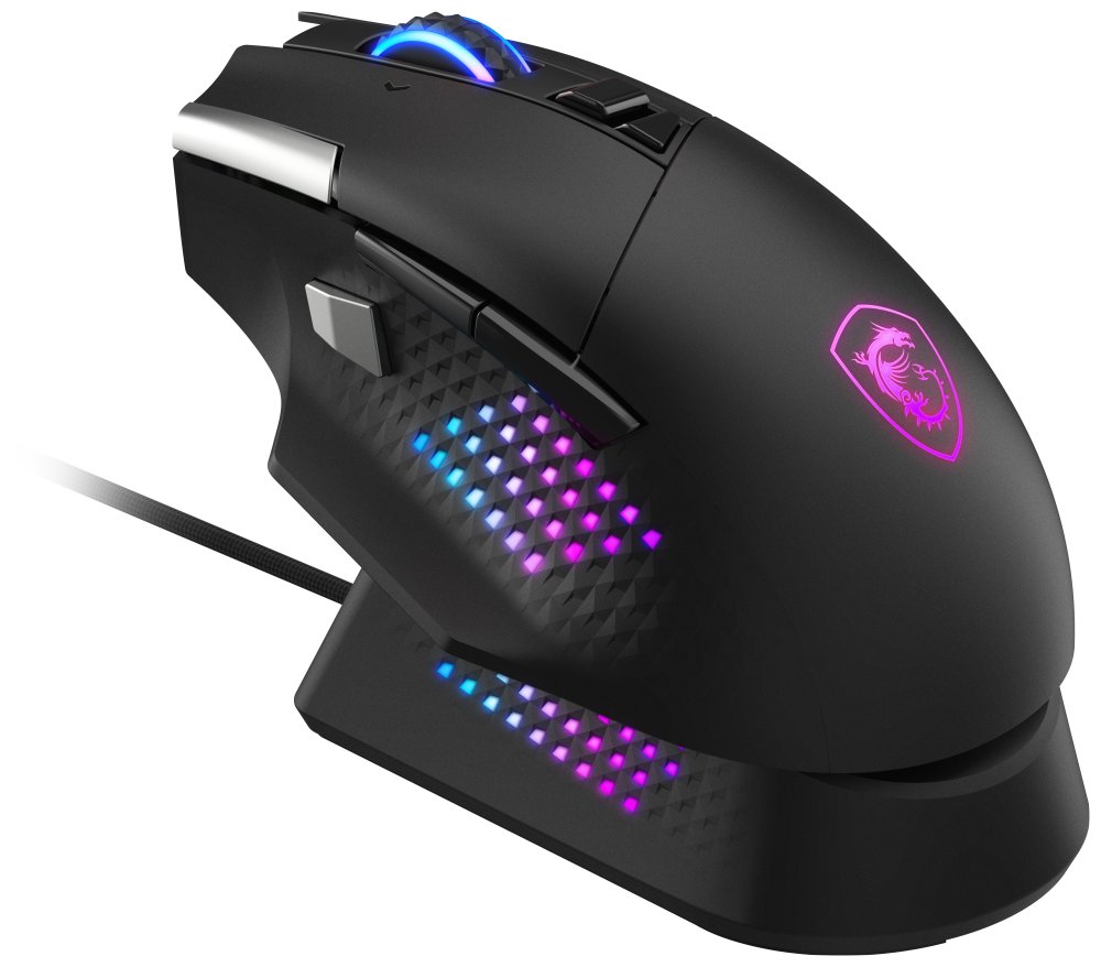 MSI herní myš VERSA PRO Wireless + Mouse Dock PRO/ bezdrátová/ 26.000 dpi/ 2,4GHz/ BT5.3/ USB/ RGB/ 15 t S12-4301370-CLA