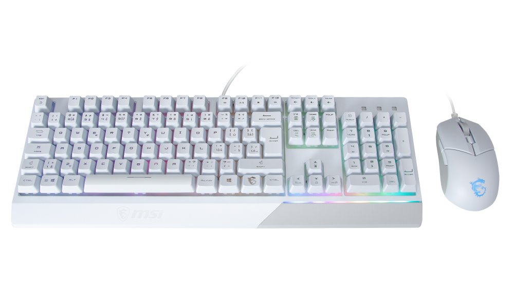 MSI herní set klávesnice s myší Vigor GK30 COMBO WHITE/ drátový/ bílý/ RGB podsvícení/ USB/ CZ+SK layout