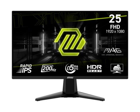 MSI MAG 255F E20 gaming monitor 24,5" Rapid IPS/FHD/200Hz/0,5ms/2xHDMI/DP/černá