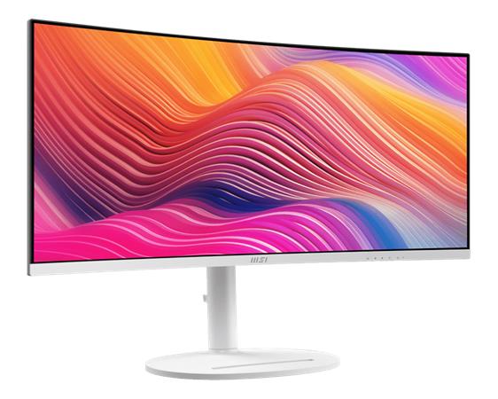 MSI monitor Modern MD342CQPW, 34" VA zakřivený /3440x1440 (UWQHD)/120Hz/1ms/2 x HDMI/DP/USB-A,B,C/Výšk.nast/Pivot/Bílá