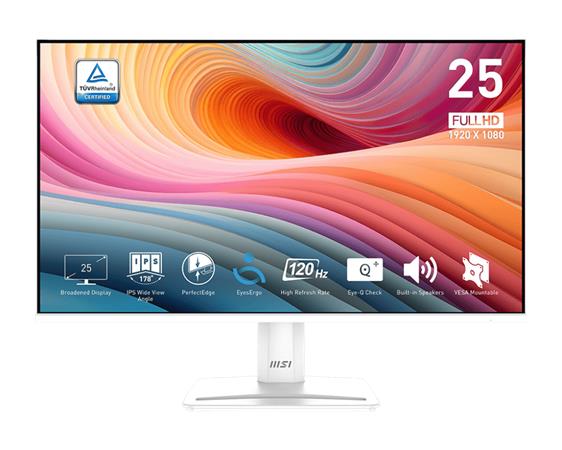 MSI monitor PRO MP251W E2 24,5" IPS/FHD/120Hz/1ms/HDMI/DP/VGA/bílá