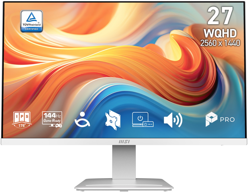 MSI PRO MP273QW E14/ 27"/ 2560x1440/ IPS/ 1ms/ 144Hz/ 300cd/m2/ 1100:1/ HDMI/ DP/ VESA/ bílý
