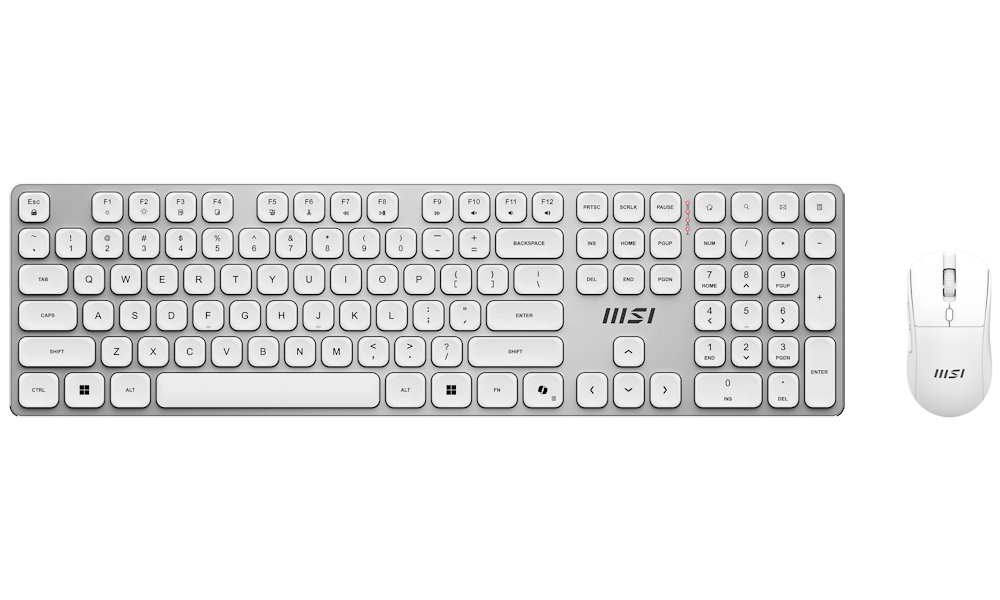 MSI set klávesnice s myší FORGE K210 Wireless Combo White/ bezdrátový/ bílostříbrný/ dobíjecí/ USB/ CZ+S S11-43CS308-Y92