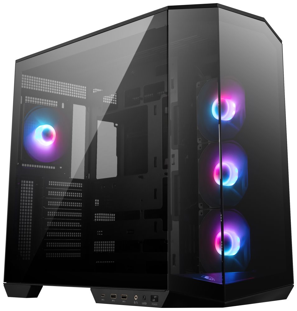 MSI skříň MAG PANO 100R PZ Black/ bez zdroje/ levé a přední sklo/ 4x 120 mm A-RGB fan/ 1x USB-C/ 1x USB3 306-7G26R21-HH9