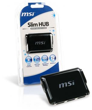 MSI Slim HUb, USB 2.0, 4ports, X-Slime type, Black