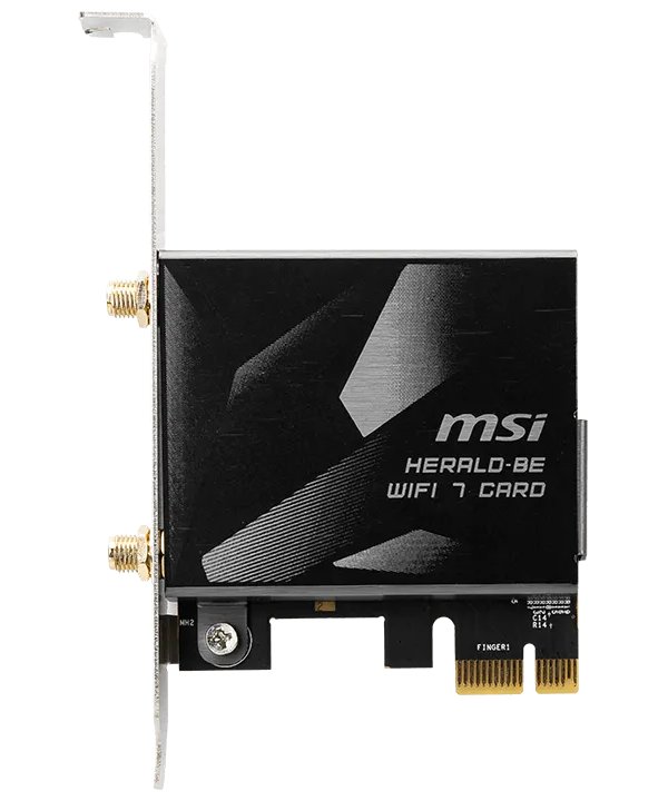 MSI WiFi PCIe adaptér HERALD BE9400 WI-FI 7/ PCI-E/ 6 GHz/ 5GHz/ 2,4GHz HERALD-BE NCM865 WI-FI 7