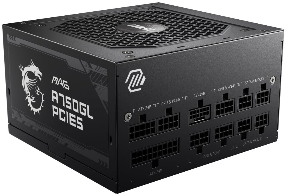 MSI zdroj MAG A750GL PCIE5 II/ 750W/ ATX3.1/ akt. PFC/ 7 let celk. záruka/ 120mm fan/ modulární kabeláž/ 80PLUS Gold