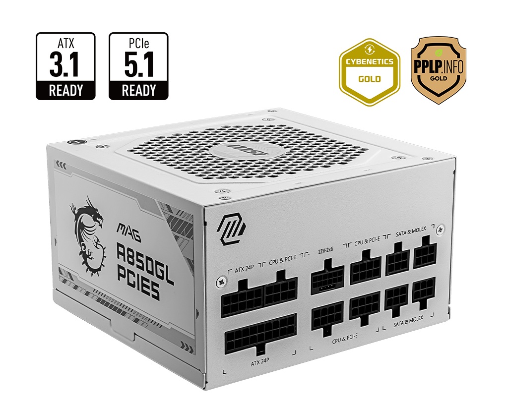 MSI zdroj MAG A850GL PCIE5 WHITE 80PLUS GOLD m 306-7ZP8A24-CE0