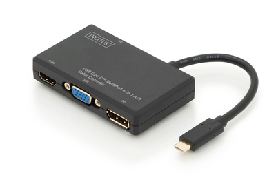 Multi Adapter 4K 60Hz UHD HDMI, DisplayPort, DVI, VGA, to USB Type C, black, alu DA-70848