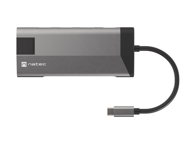 Multifunkční adaptér 8 v 1 Natec FOWLER PLUS HUB USB 3.0 3X, HDMI 4K, USB-C PD, RJ45, SD, MICRO NMP-1690